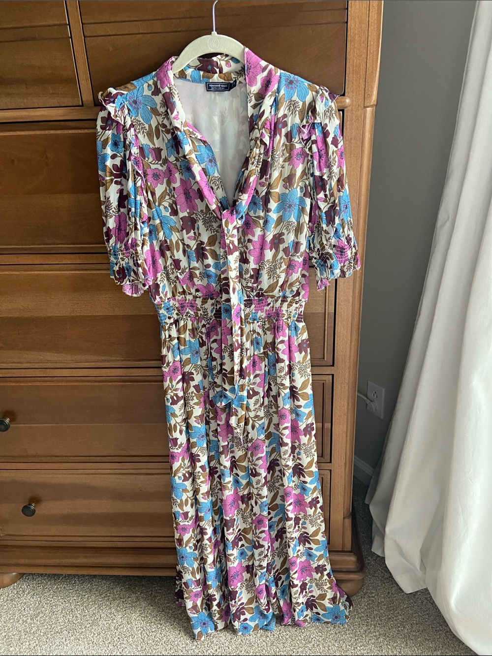 Vineyard Vines Floral Maxi Dress in Pink, Blue & Brown